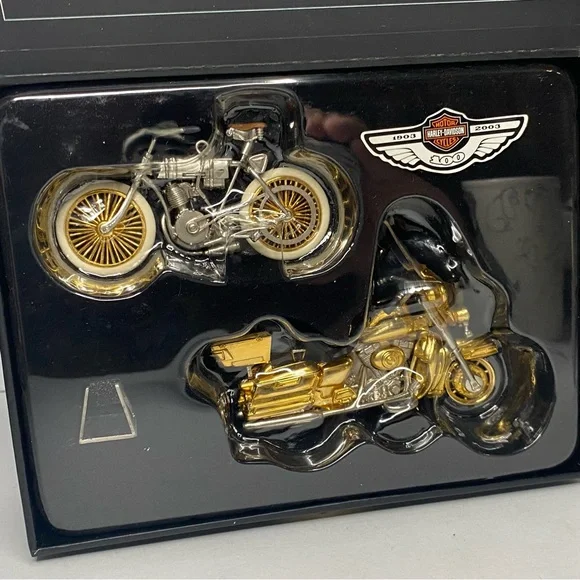 2003 Harley Davidson Hallmark 100th Anniversary Edition Ornaments With Box - Picture 2 of 7